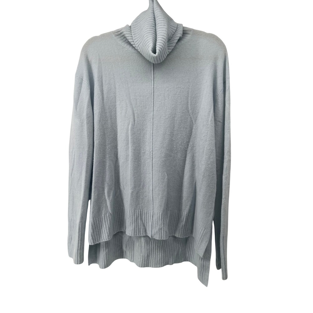 Athleta Merino Wool Blend Turtleneck Sweater Light Blue Size M Center Seam